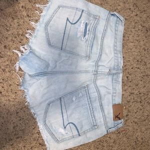 Distressed jean shorts